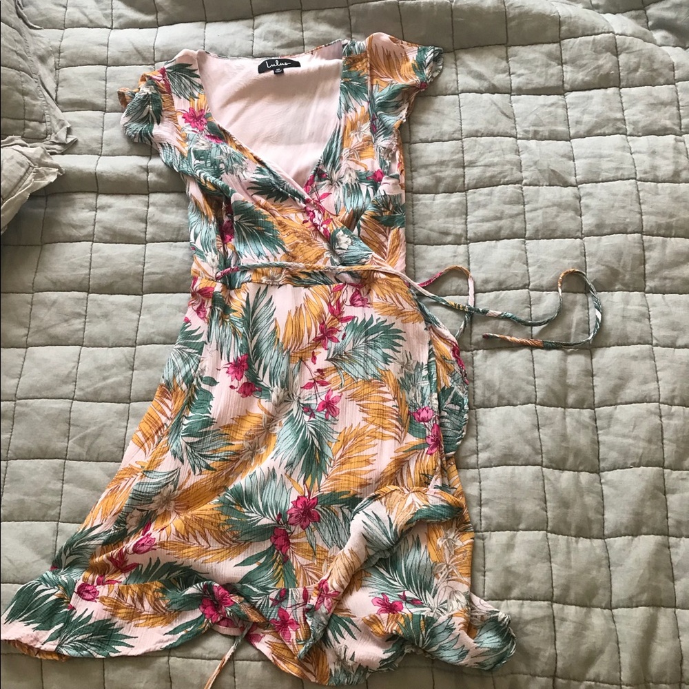 Lulu’s Tropical Flutter Wrap Dress